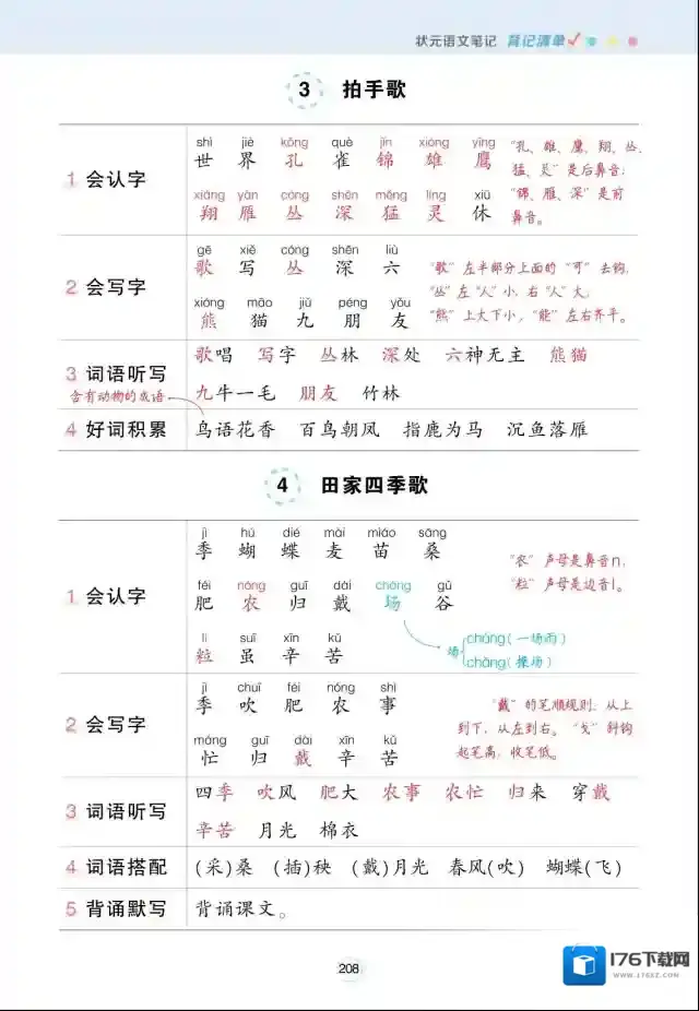 状元语文笔记小学1-6全年级（上册） 百度云网盘夸克 可打印