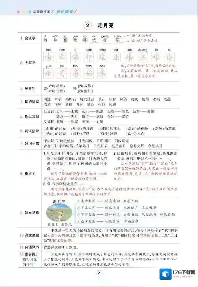状元语文笔记小学1-6全年级（上册） 百度云网盘夸克 可打印