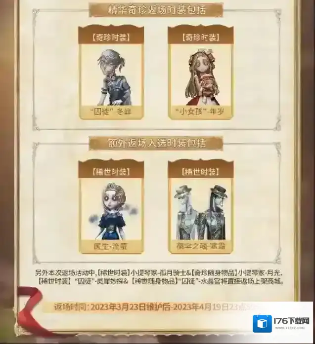 第五人格【五周年庆典】时装返场投票评选结果出炉！